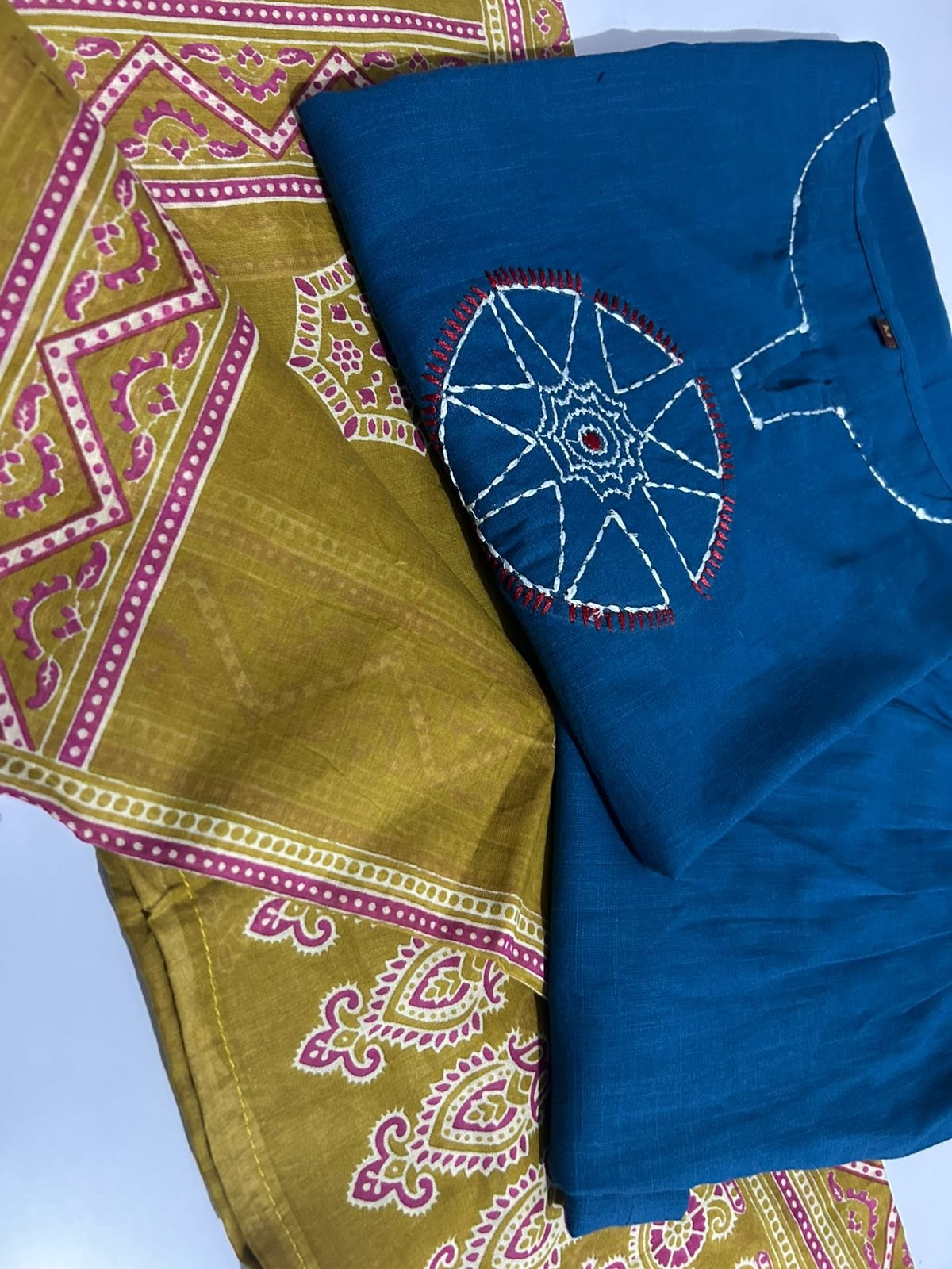 Handloom A-Line Kurti Set with Mulmul Dupatta